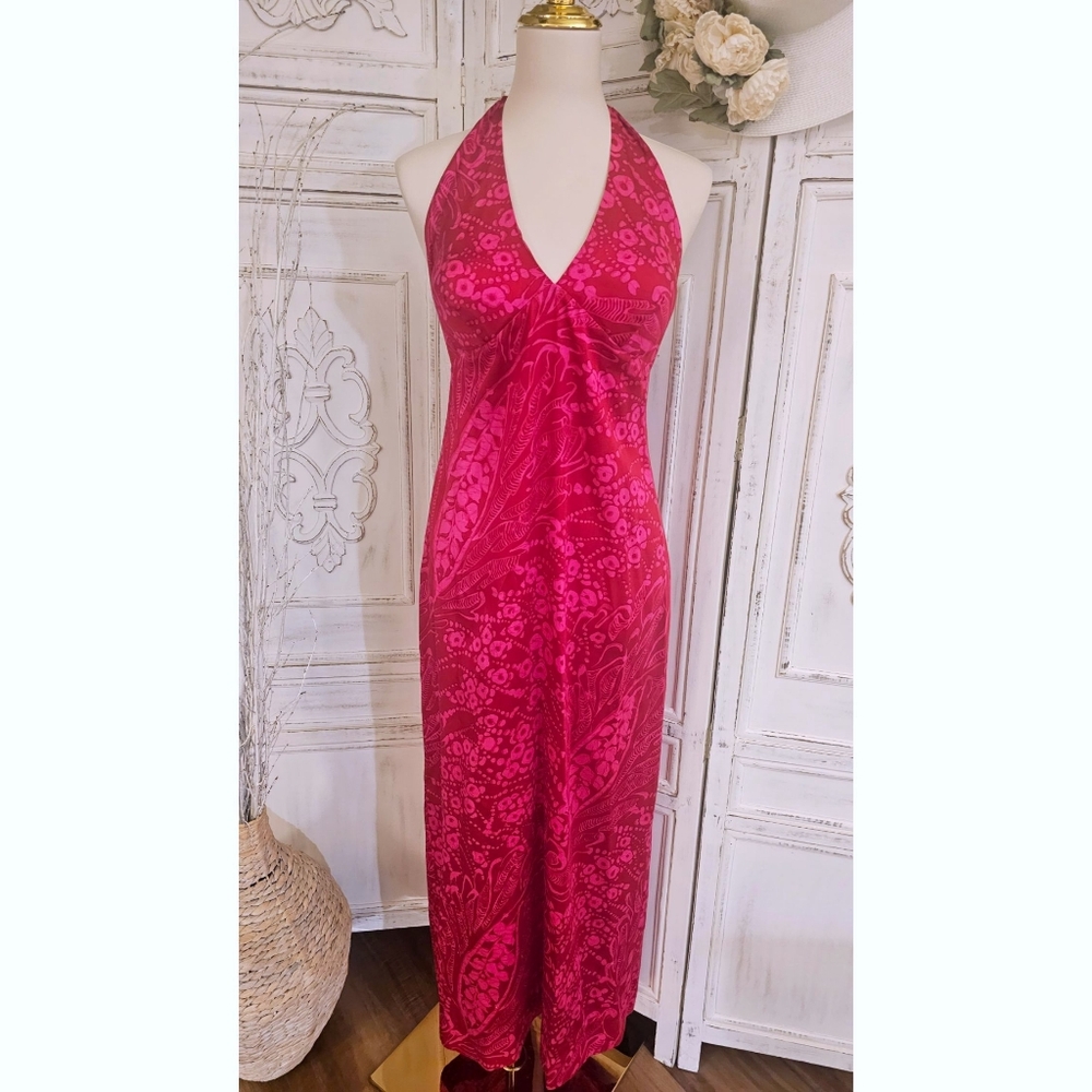 Vintage 60's - 70's Kimi's Hot Pink Halter Beach Maxi Dress